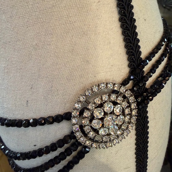 St. John Black Beads Multi-Strand Chain Belt with Decorative Buckle main image 3